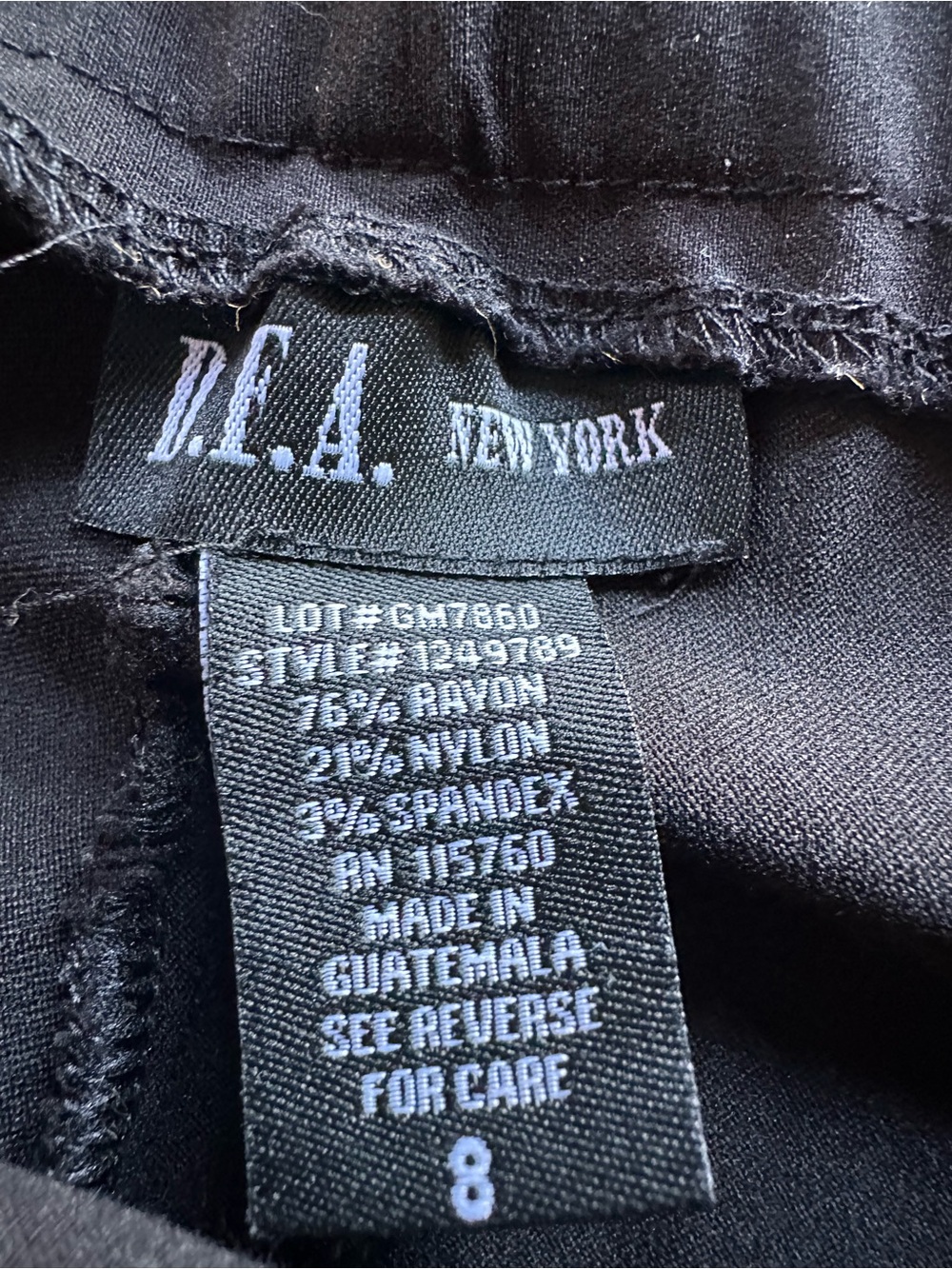 D. E. A. Black Women's High-Rise Straight Leg Pants, sz. 8 - Picture 4 of 4